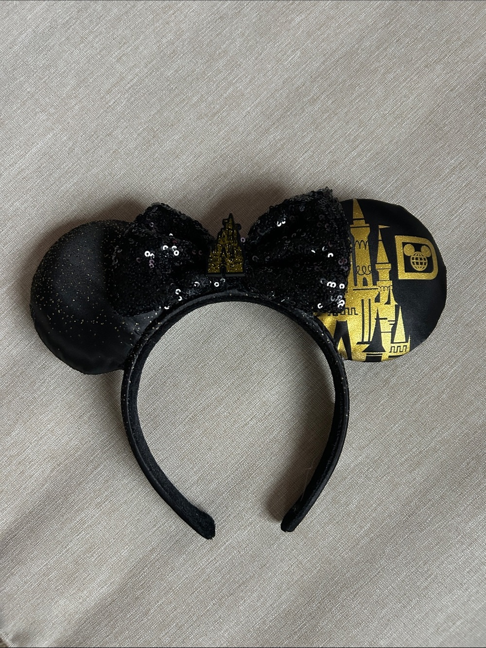 Black and Gold Minnie Ear Headband - Cinderellas Castle